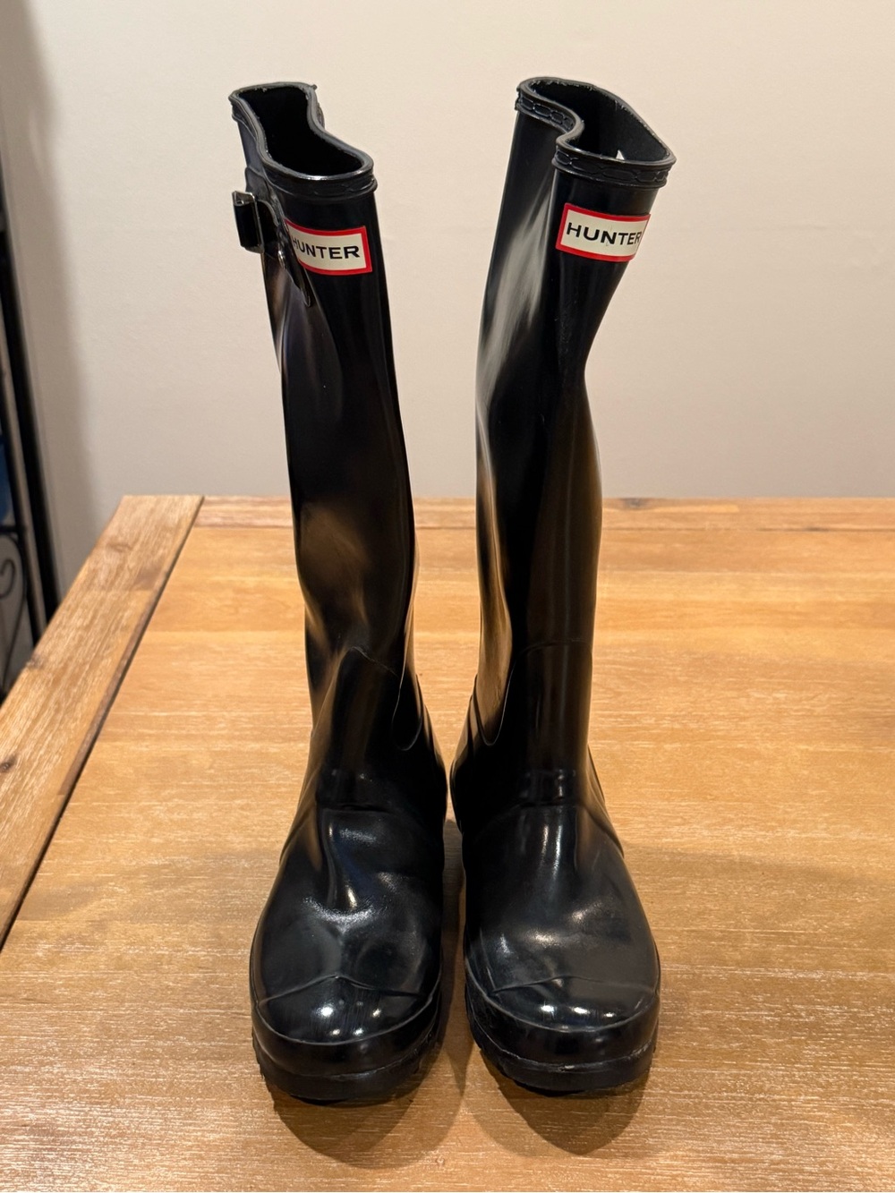 Hunter Original Tall Gloss Rain Boots Black Waterproof Wellies US 6 UK 4 EU 37 - Picture 2 of 10